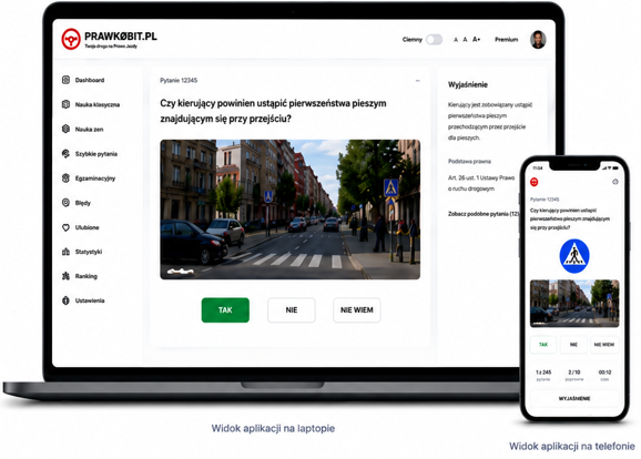 Widok platformy Prawkobit na laptopie i telefonie